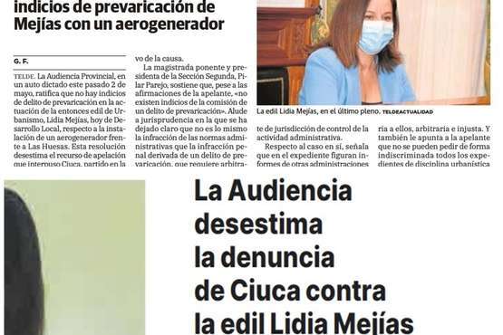 El fallo de la Audiencia Provincial contra Ciuca de Telde ocupa titulares en la prensa regional/TA.